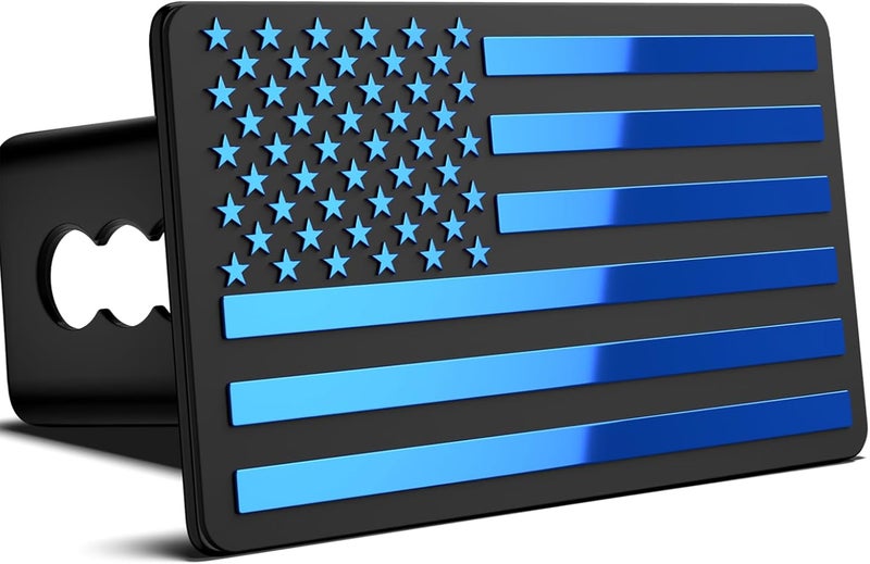 OGYE 2 Inch Trailer Hitch Cover with American Flag, Heavy Metal Trailer Hitch Cover Fit for 2 Inch Hitch Receivers,3 * 5" Blue - Image 1